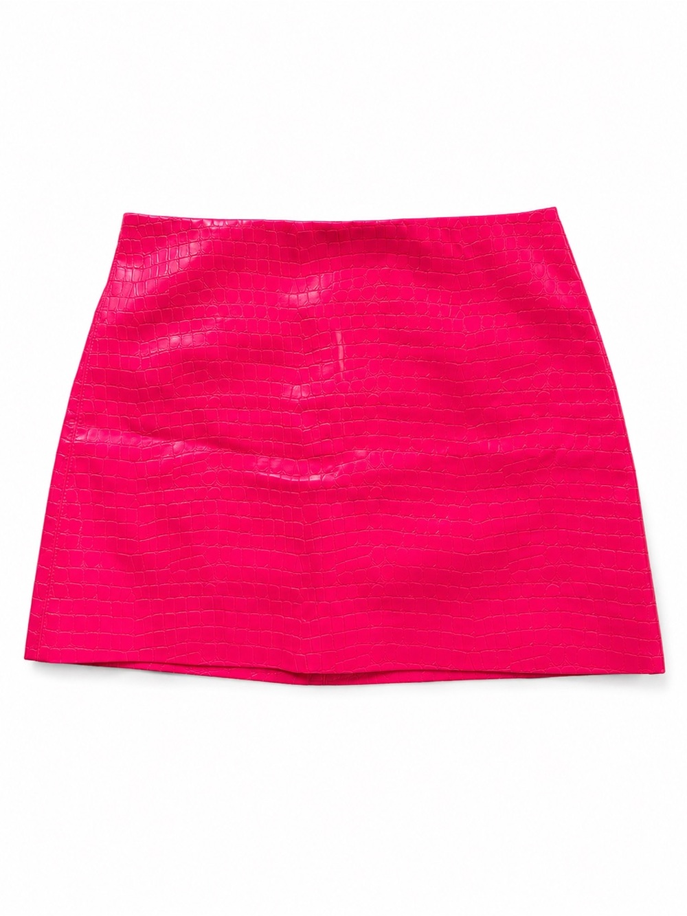 Alice+Olivia Wild Pink Elana Croc-Embossed Vegan Leather Skirt Size 6 - Picture 7 of 10